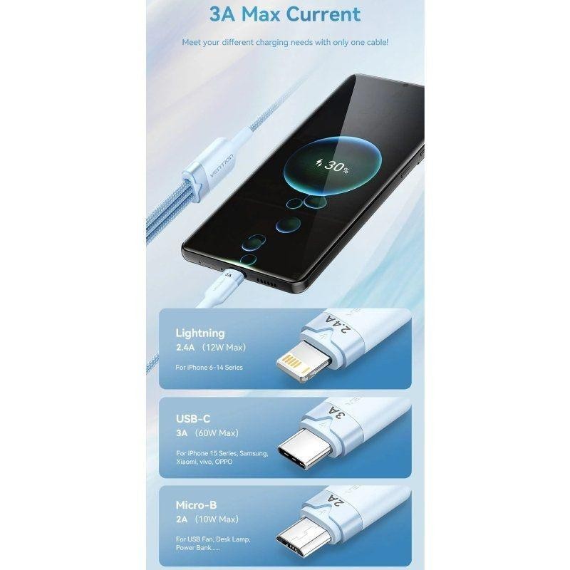 CABLE 3 EN 1 VENTION USB-A...